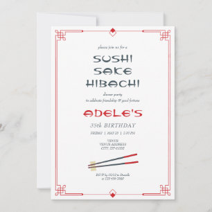 Invitation Hibachi Thème japonais Chef privé Fête d'anniversa