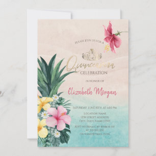 Invitation Hibiscus Ananas Quinceañera été