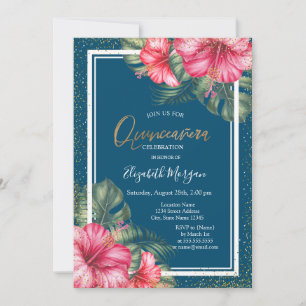 Invitation Hibiscus, Cap Bleu Quinceañera