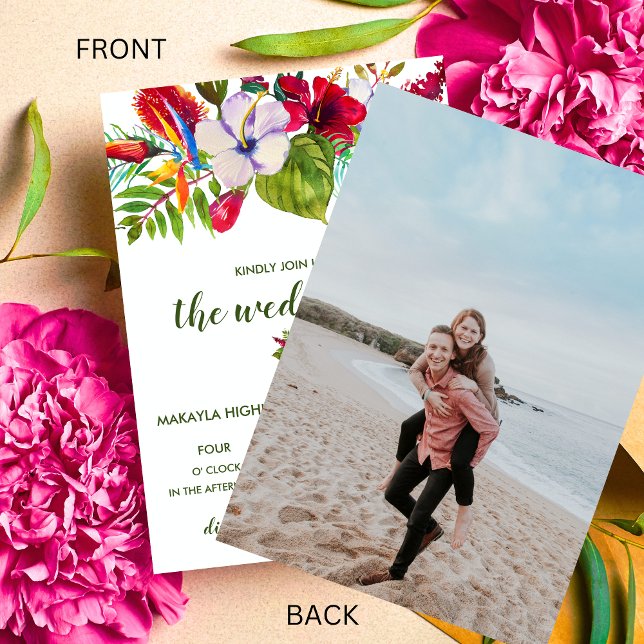 Invitation Hibiscus de l'île florale tropicale Mariage photo (Créateur téléchargé)