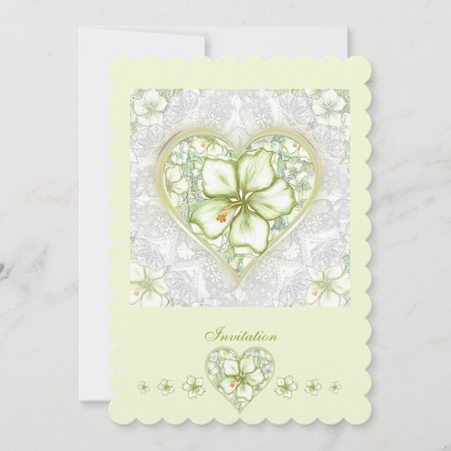 Invitation Hibiscus & dentelle BLANC (Devant)