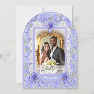 Invitation Hibiscus & dentelle BLEU