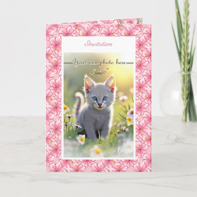 Invitation Hibiscus & dentelle PINK (Devant)