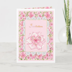 Invitation Hibiscus & dentelle PINK