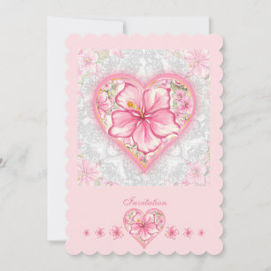 Invitation Hibiscus & dentelle PINK