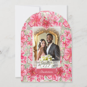 Invitation Hibiscus & dentelle RED