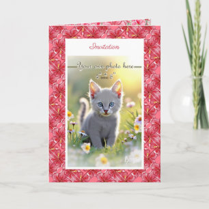 Invitation Hibiscus & dentelle RED