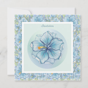 Invitation Hibiscus & dentelle TURQUOISE