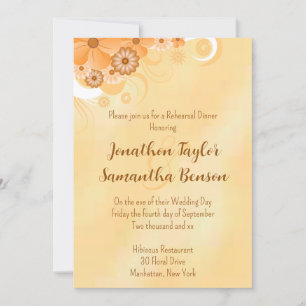 Invitation Hibiscus d'or ivoire Floral Dîner de répétition 5x