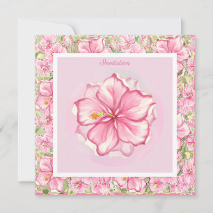 Invitation Hibiscus et dentelle ROSE