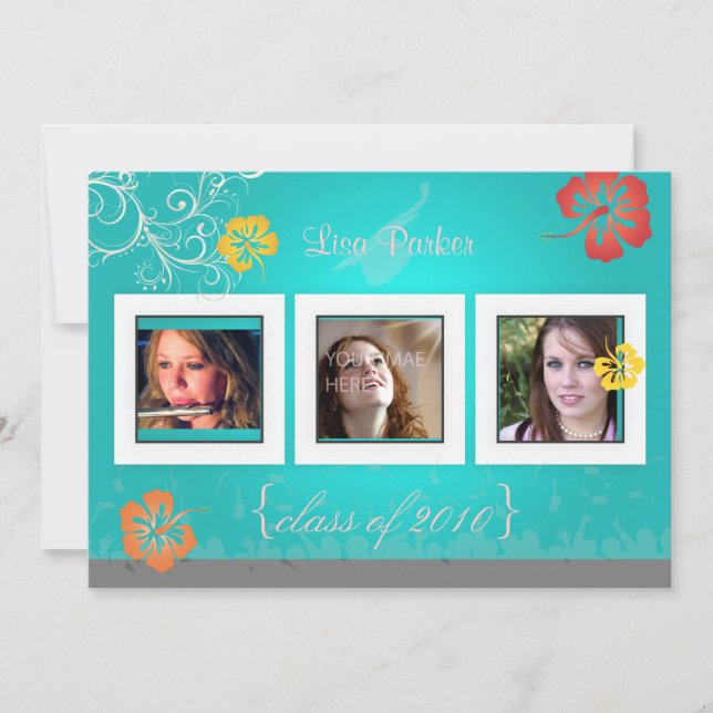 Invitation Hibiscus/Flèches/fleurs tropicales (Devant)