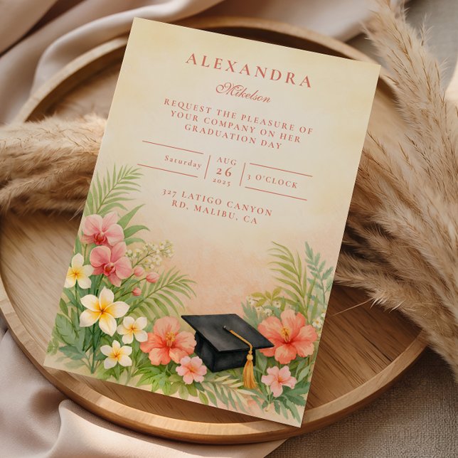 Invitation Hibiscus Floral Graduation Party (Créateur téléchargé)