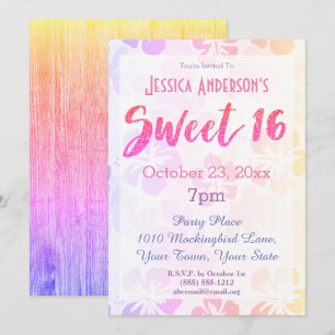 Invitation Hibiscus Floral Tropical Sweet 16 Anniversaire