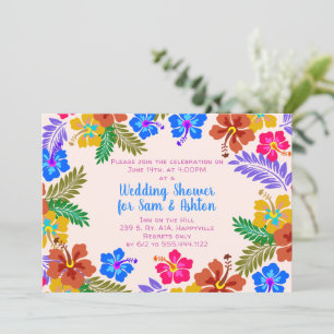 Invitation Hibiscus Frontière Wedding shower Fleurs Tropicale