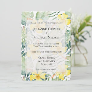 Invitation Hibiscus jaune tropical Mariage floral