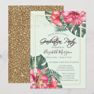 Invitation Hibiscus, Parties scintillant de talons d'or Gradu