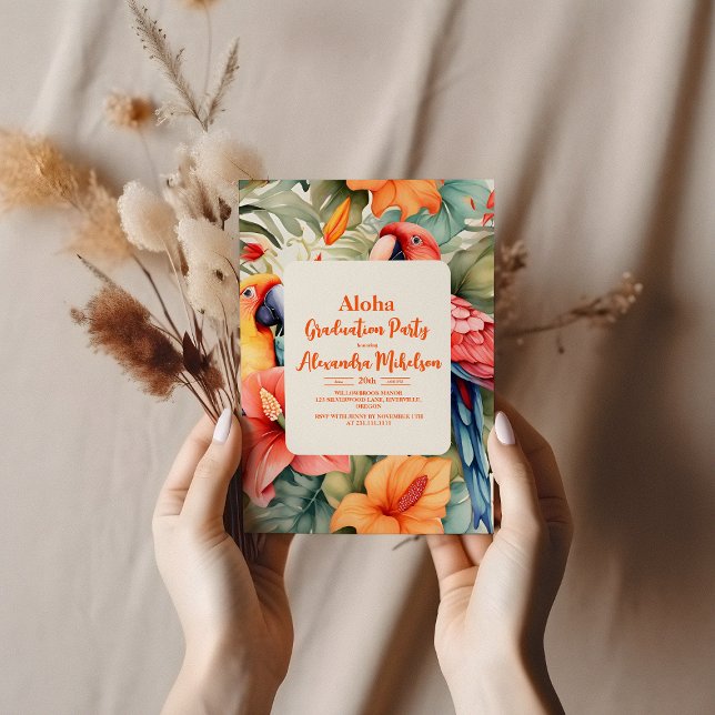 Invitation Hibiscus rose tropical Graduation florale (Créateur téléchargé)