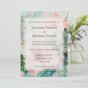 Invitation Hibiscus rose tropical Mariage floral