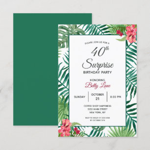 Invitation Hibiscus rouge 40e anniversaire
