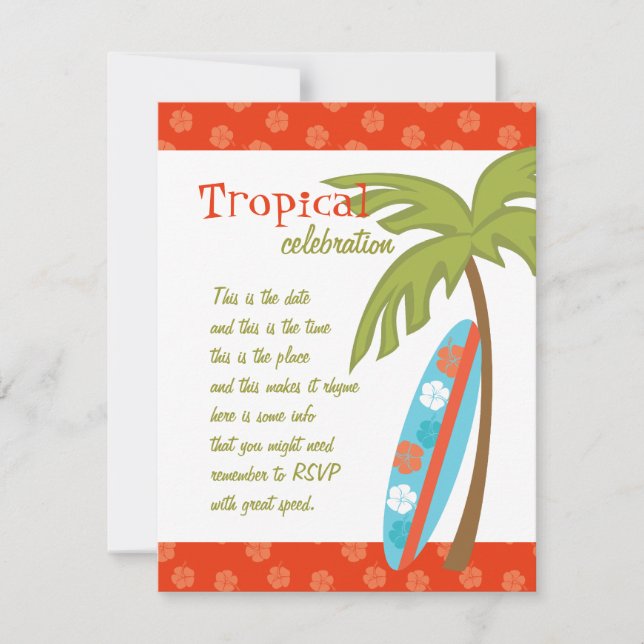 Invitation Hibiscus Surboard (Devant)