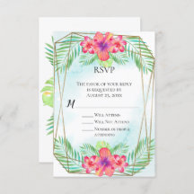 Hibiscus tropical Aquarelle Plage Mariage RSVP