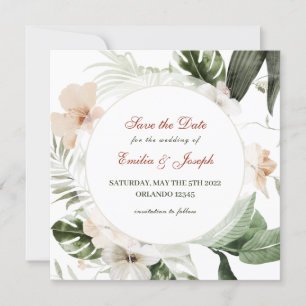 Invitation Hibiscus tropical boho pastel floral Enregistrer l