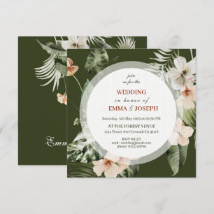 Invitation Hibiscus tropical boho pastel Mariage floral