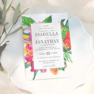 Invitation Hibiscus tropicaux, Plumeria & Palm   MARIAGE
