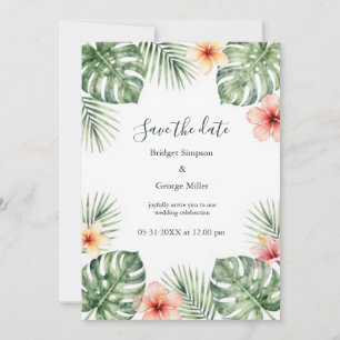 Invitation Hibiscus Vintage Hawaii Floral Tropical Mariage