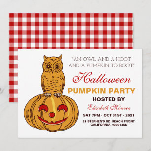 Invitation Hibou sur Citrouille Halloween Citrouille Party En