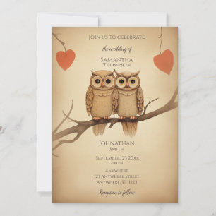 Invitation Hiboux amoureux