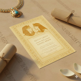Invitation Hiéroglyphes anciens roi et reine Mariage égyptien