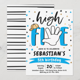Invitation High Five Birday Hi Five 5th Birthday Party