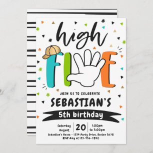 Invitation High Five Birday Hi Five 5th Birthday Party