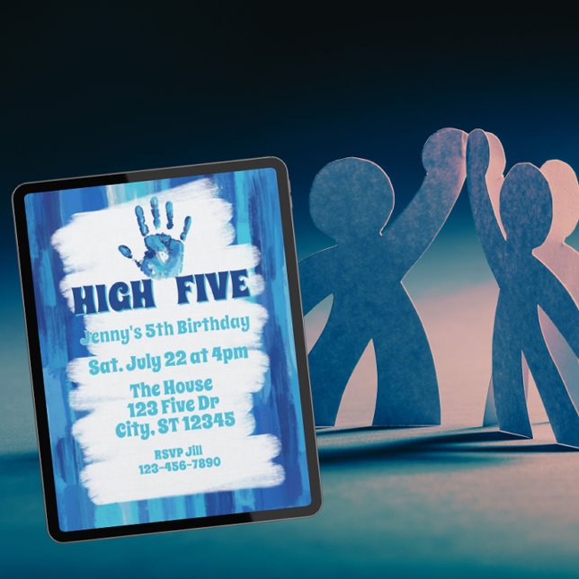 Invitation High Five, Blue Painted 5th Birthday (Créateur téléchargé)
