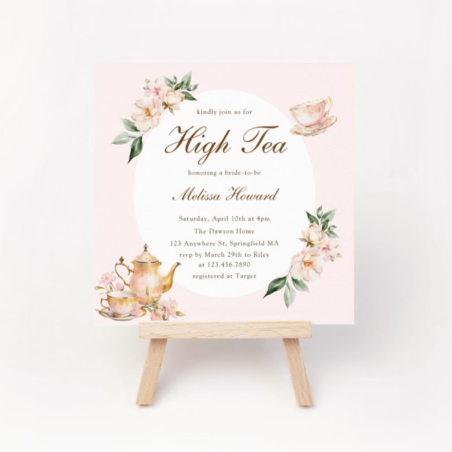 Invitation High Tea Pastel Pink Gold Bridal Shower (Créateur téléchargé)