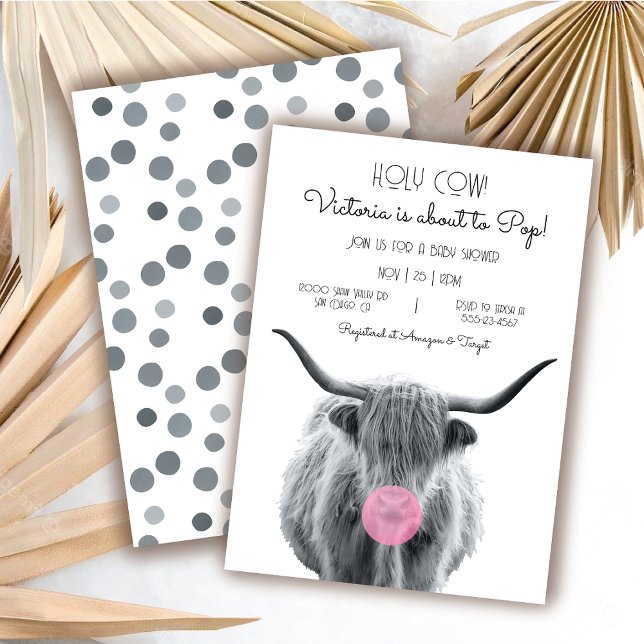 Invitation Highland Cow noir et blanc Baby shower (Créateur téléchargé)