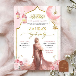 Invitation Hijab de fille musulmane rose pâle