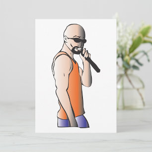 Invitation Hip hop cool Bald Guy Singer avec microphone