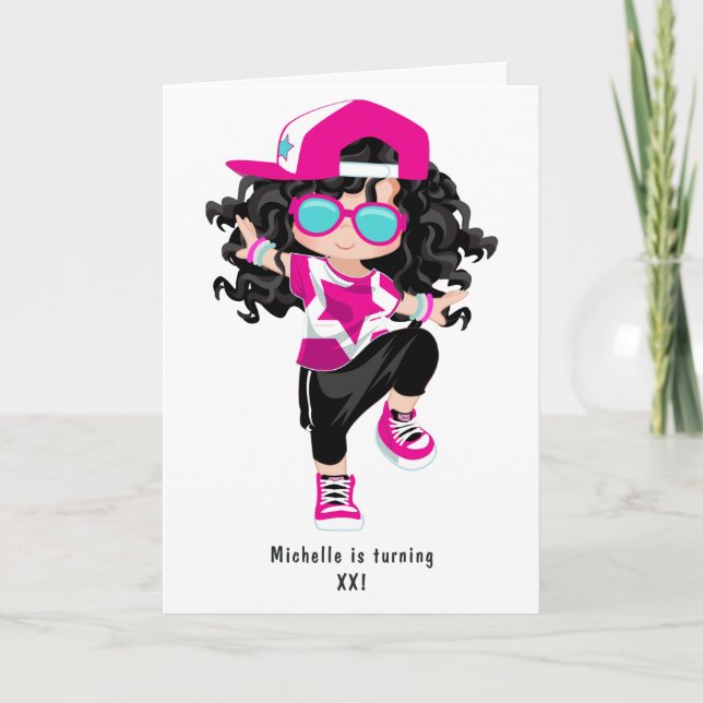 Invitation Hip hop cool Rap Fille Fête d'anniversaire Photo (Devant)