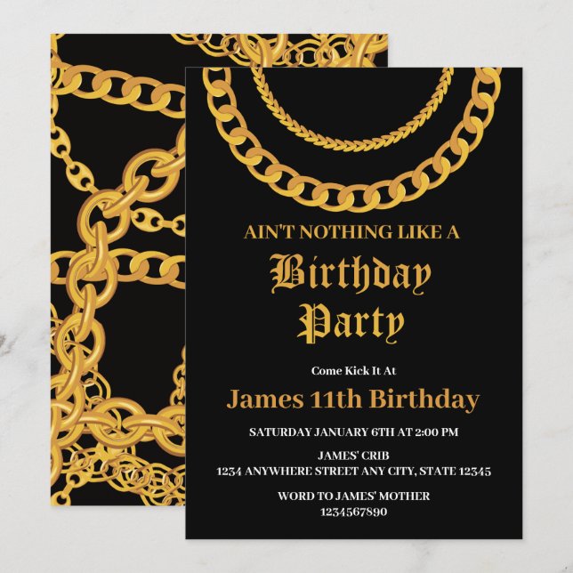 Invitation Hip hop Gangsta fête d'anniversaire (Devant / Derrière)
