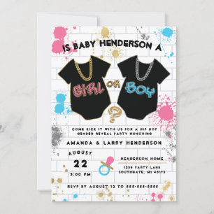 Invitation Hip hop Genre Reveal Invitation, Garçon ou Fille
