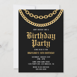 Invitation Hip hop Gold Cubain Lien Chaîne Anniversaire Invit