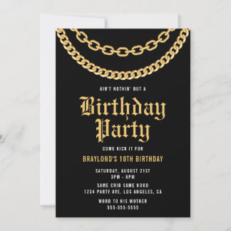 Invitation Hip hop Gold Cubain Lien Chaîne Anniversaire Invit