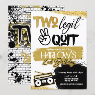 Invitation Hip hop Gold Two Legit Two Quit