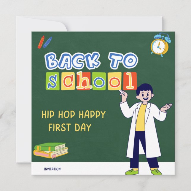 Invitation Hip Hop Hooray Joyeux Premier Jour (Devant)