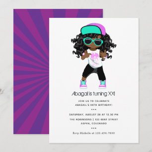 Invitation Hip hop thème Fille Anniversaire