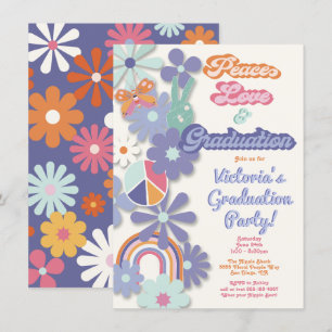 Invitation Hippie 1960's Peace Love & Graduation