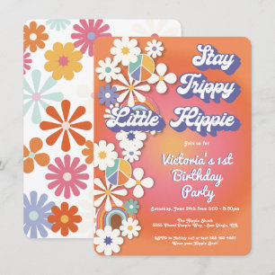 Invitation Hippie 1960's Peace Love & Party Anniversaire I