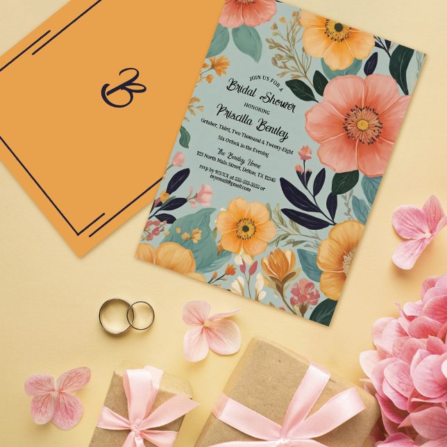 Invitation Hippie Boho Aquarelle Fête des mariées florale (Créateur téléchargé)